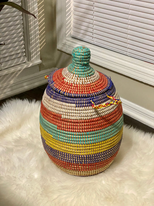 Medium Woven Wolof Basket-MN2